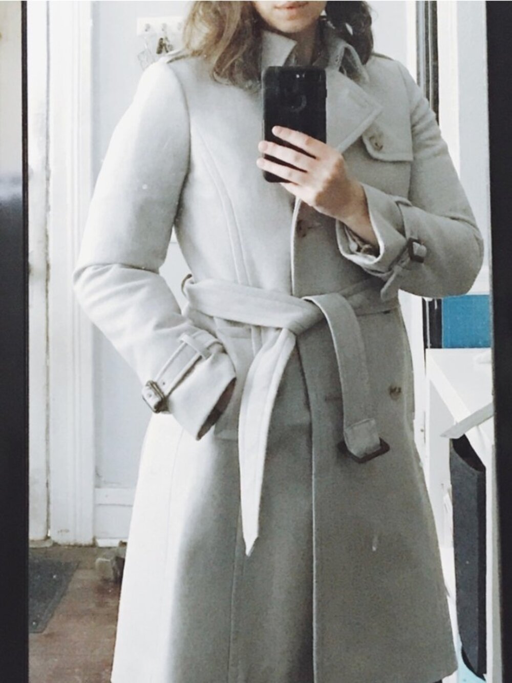 NWT J. Crew Stadium Cloth Icon Trench Coat Wool Cashmere Size 12